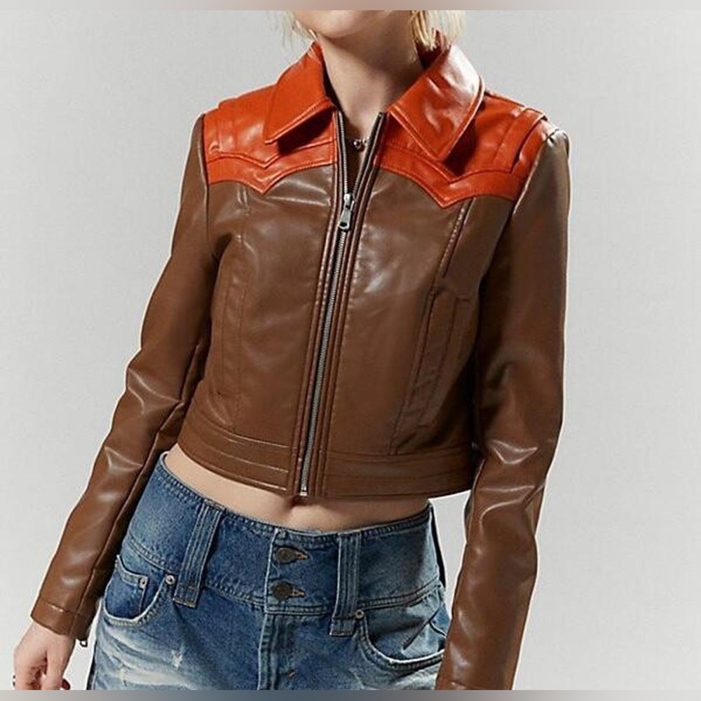NWOT UO Silence + Noise Mariah Faux Leather Western Jacket